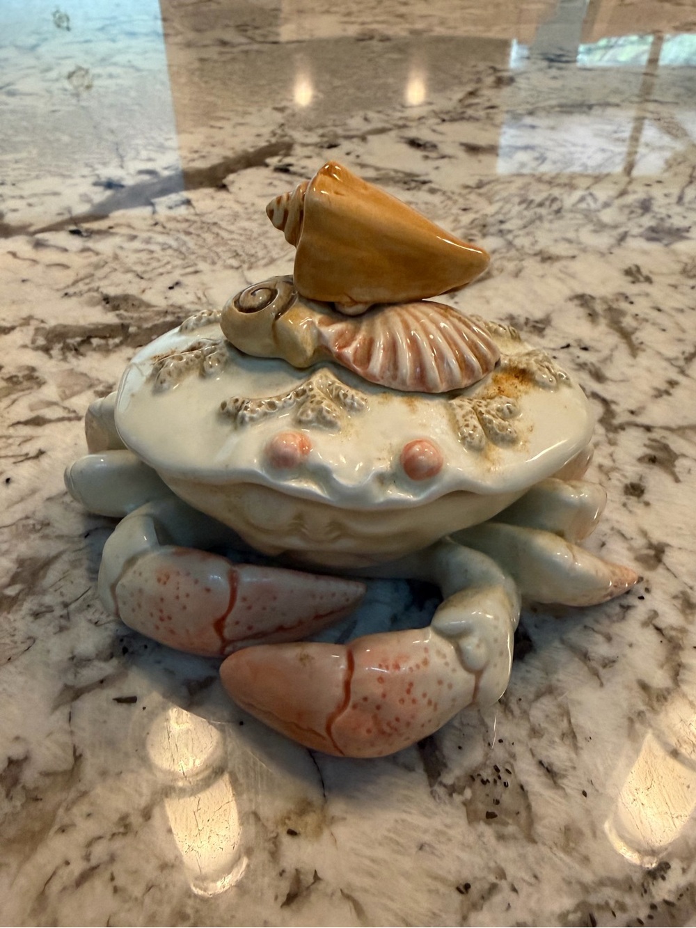 Fitz & Floyd Ceramic Crab Butter Server Dish w/Lid No Spoon